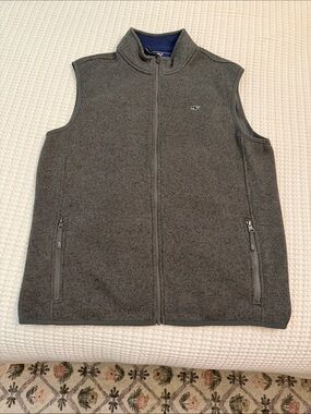 Vineyard Vines Men's Gray Full-Zip Fleece Vest- Large